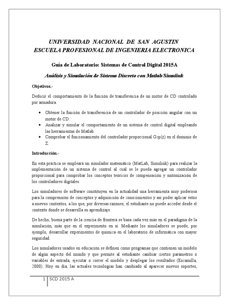 Simulación de Control Digital con Matlab | PDF | Simulación | Sistema ...