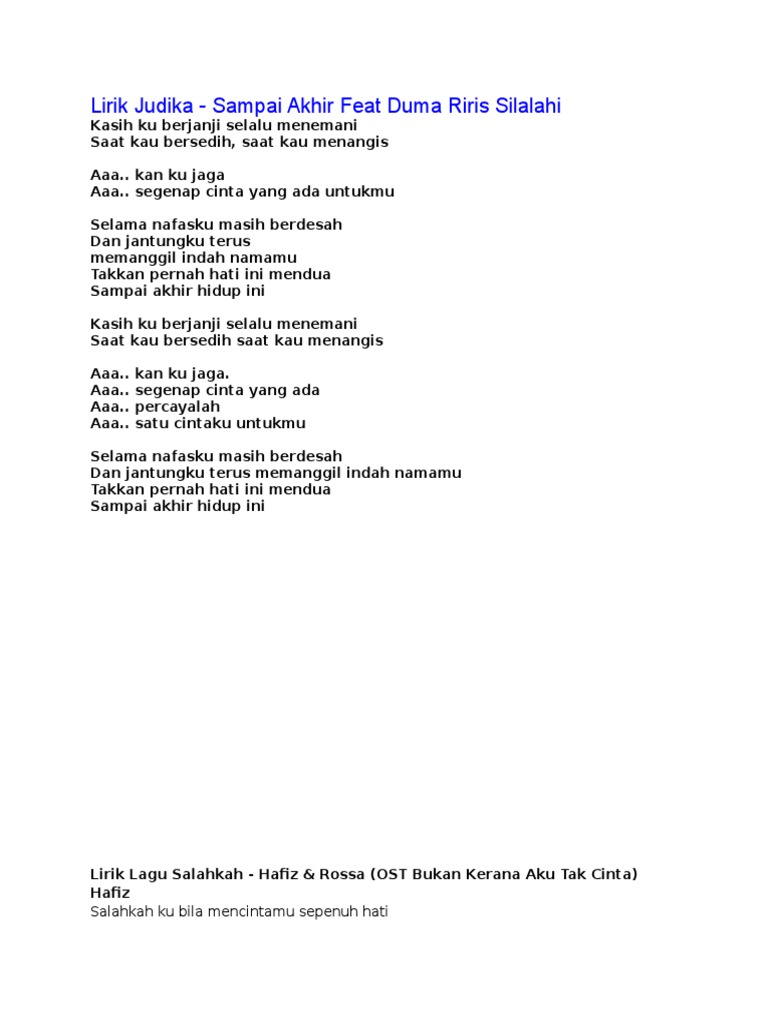 Lirik Lagu Dan Coba Temani Dalam Setiap Nafasku