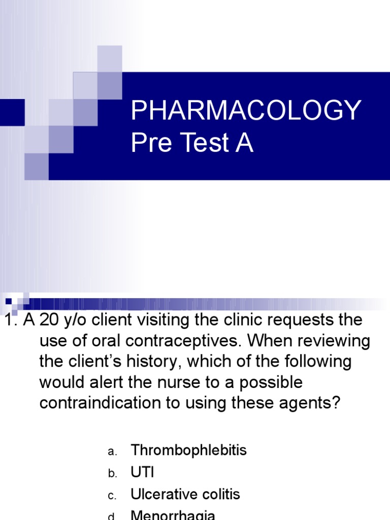 Pharmacology Pre Test A Intravenous Therapy Injection (Medicine)