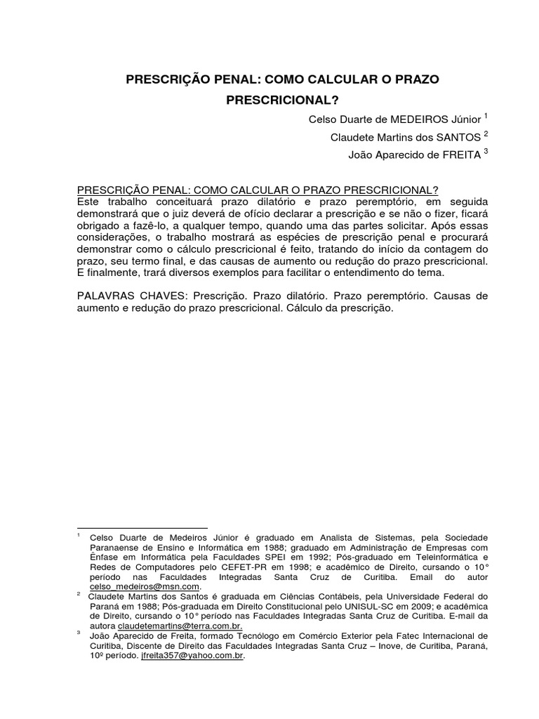 Como Calcular o Prazo Prescricional pENAL | PDF | Direito