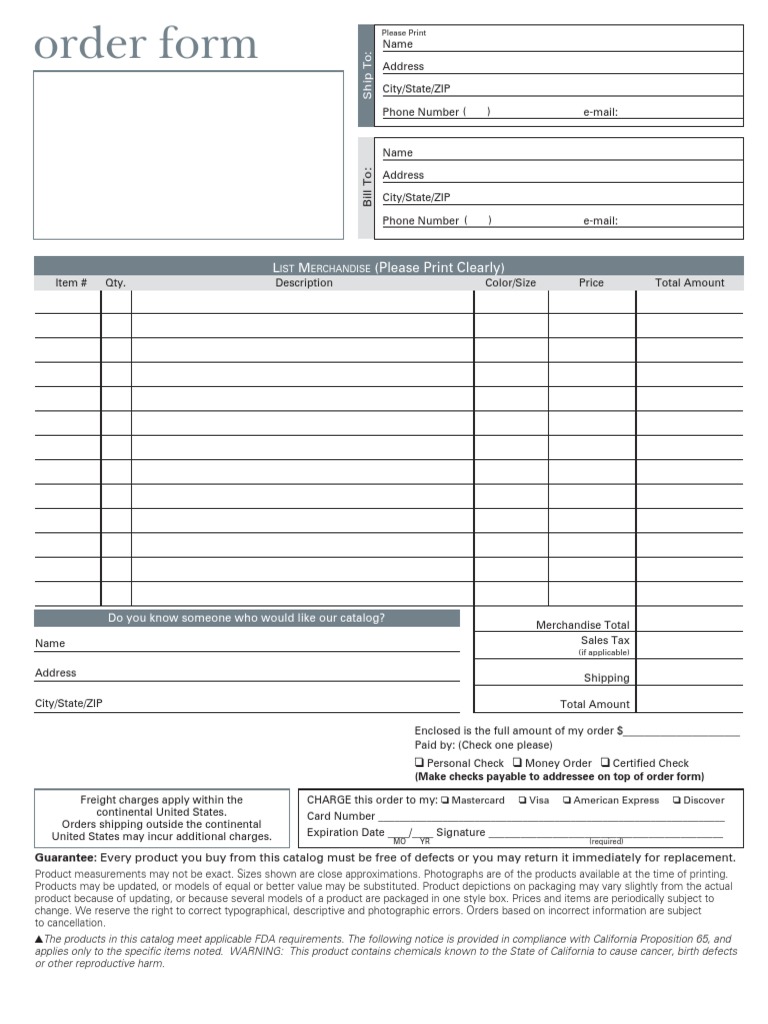 Product Order Form and Guarantee | PDF