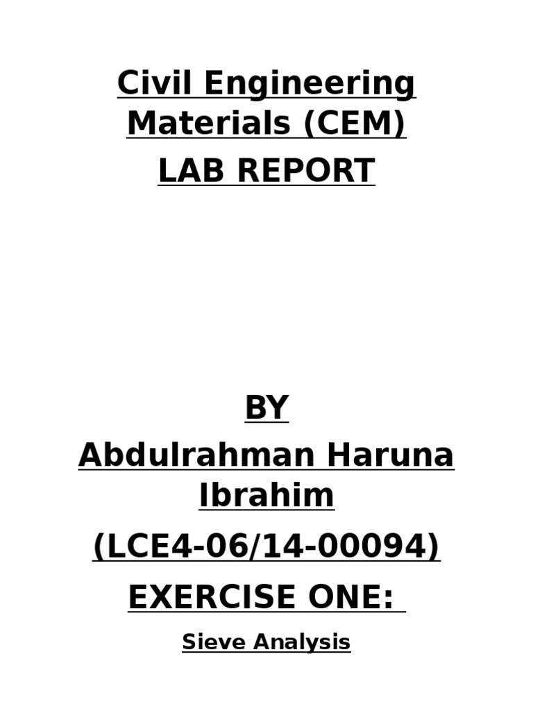 Civil Engineering Material Lab Report Concrete Nature
