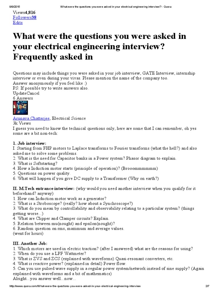 What Were The Questions You Were Asked in Your Electrical