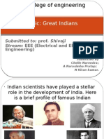 Topic: Great Indians: Submitted To: Prof. Shivaji Stream: EEE (Electrical and Electronics