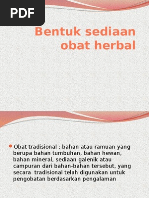 Bentuk Sediaan Obat Herbal