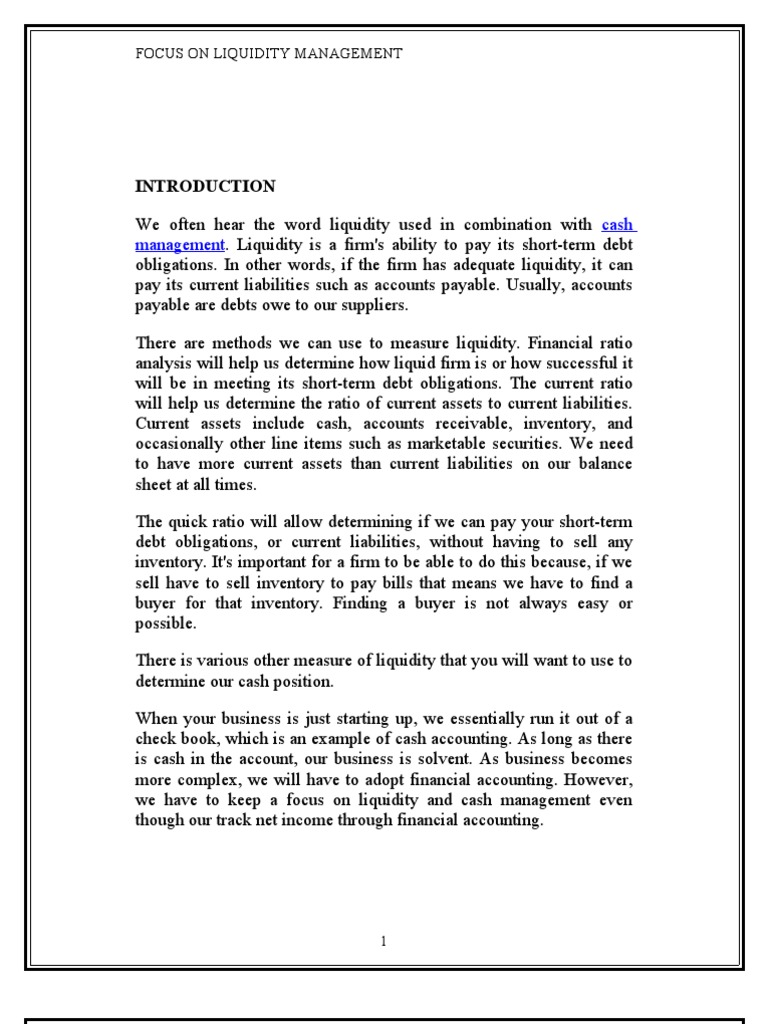 Effective Liquidity Management Strategies | PDF | Market Liquidity ...