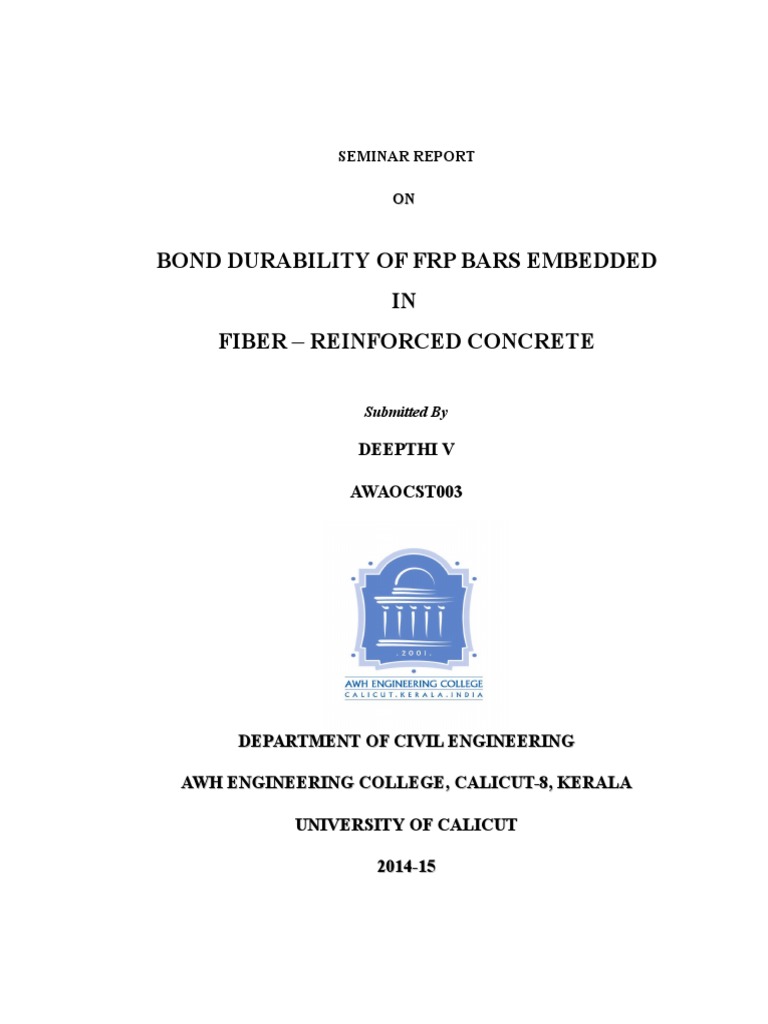 Bond Durability of FRP Bars Embedded IN Fiber - Reinforced Concrete | PDF