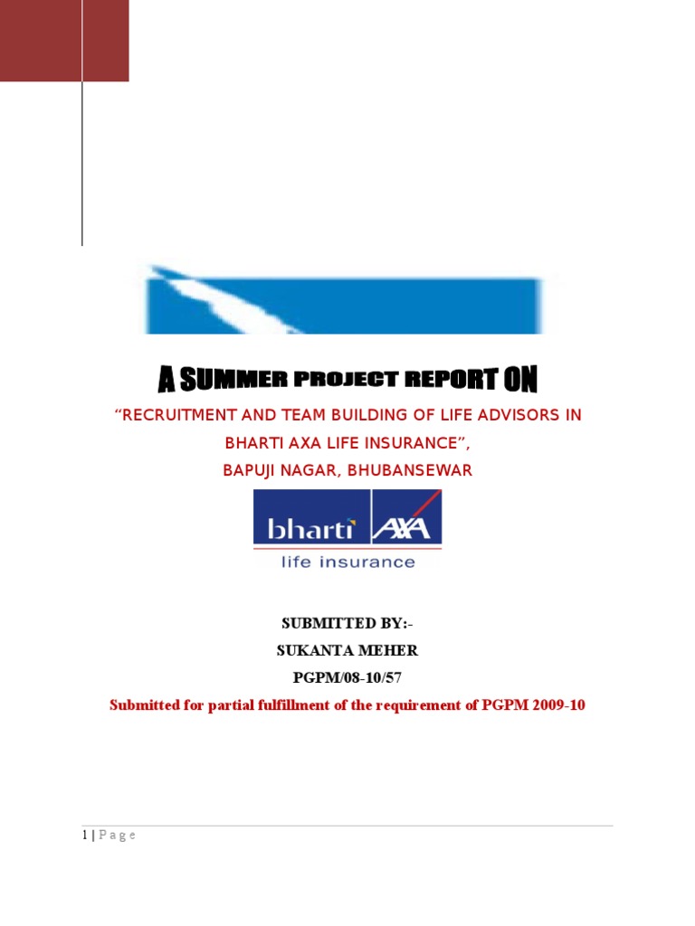 Recruitment of Life Advisors at Bharti AXA | PDF | Insurance | Risk