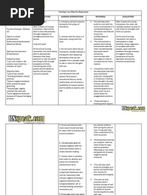 Nursing Care Plan For Depression Emotions Self Improvement