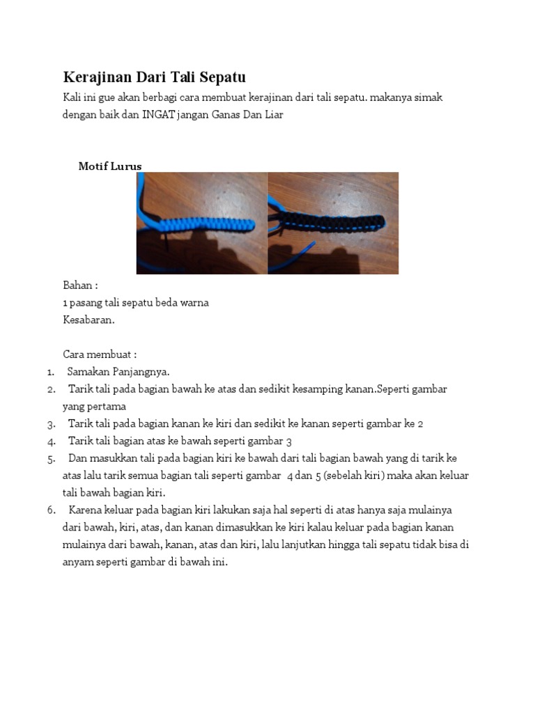 Kerajinan Dari Tali  Sepatu  Kerajinan Dari Tali  Sepatu