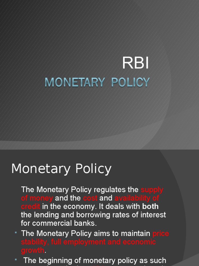 Monetary Policy RBI. | PDF | Monetary Policy | Money Supply