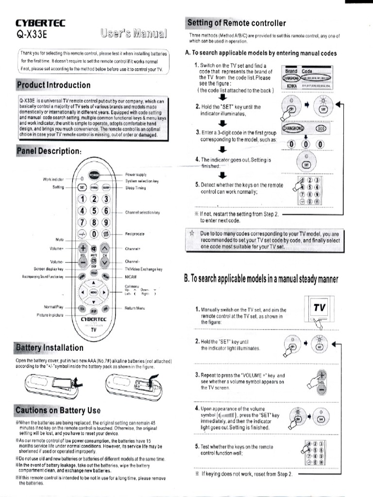 Cybertec Universal Remote Controller - 0002 | PDF