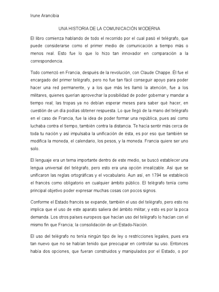 Una Historia De La Comunicación Moderna Pdf Francia Comunicación