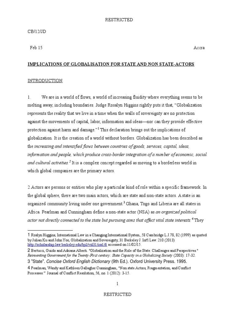Globalization's Impact on Actors | PDF | Sovereign State | Globalization