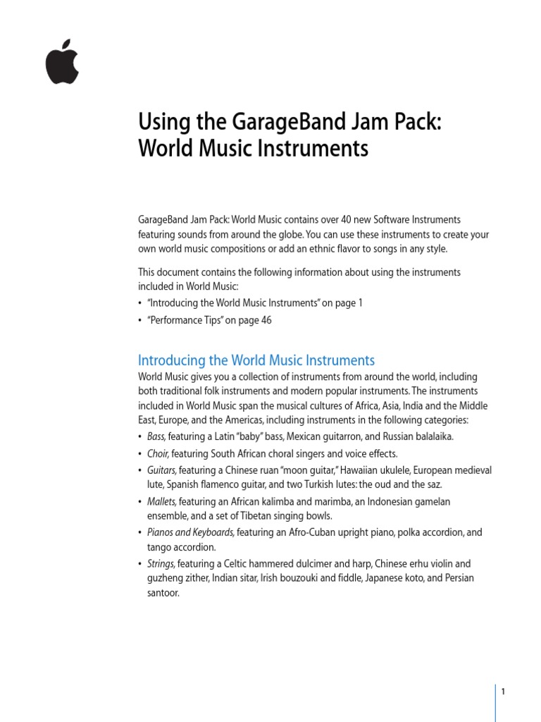 GarageBand 3 World Music Instrument Tips | PDF | String Instruments | Flute