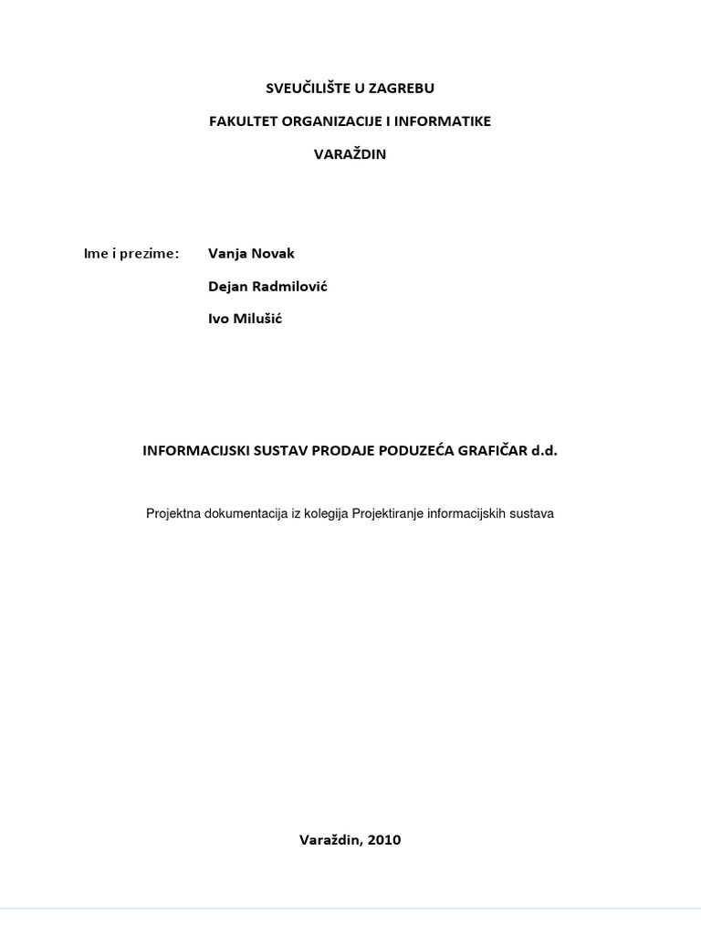 Informacijski Sustav Prodaje | PDF