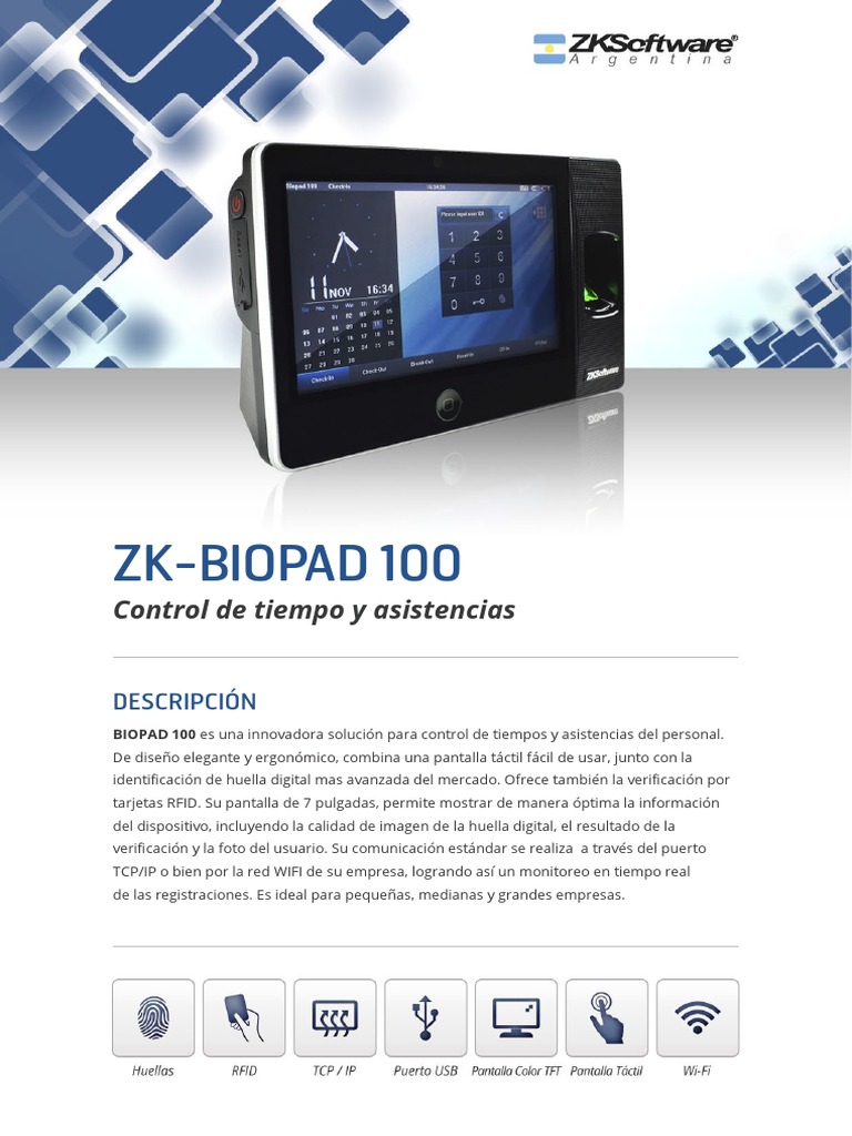 ZK Biopad100 Id - ZK Teco | PDF | USB | Identificación de frecuencia de ...