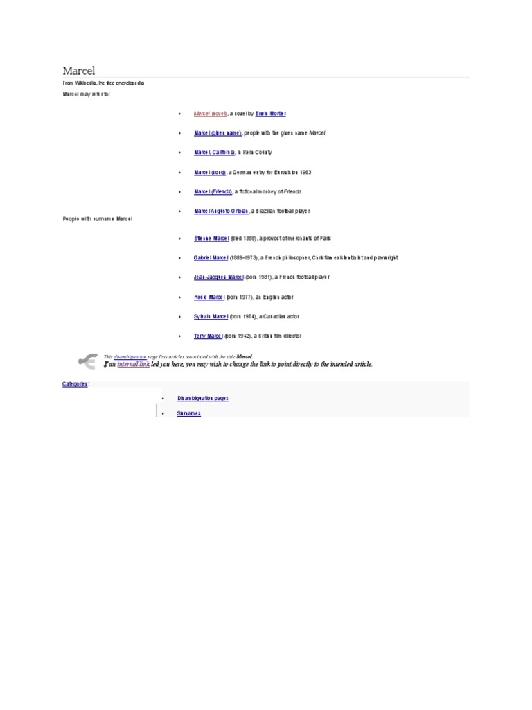 Marcel: Marcel May Refer To | PDF