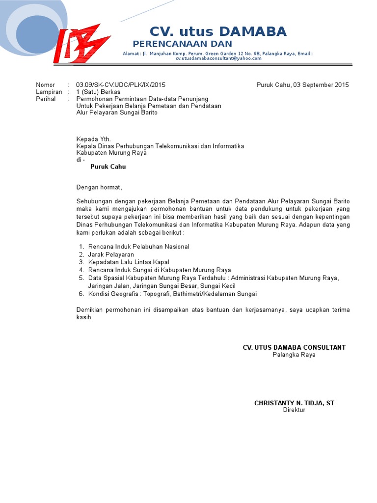 Contoh Surat Permohonan Permintaan Data Pdf