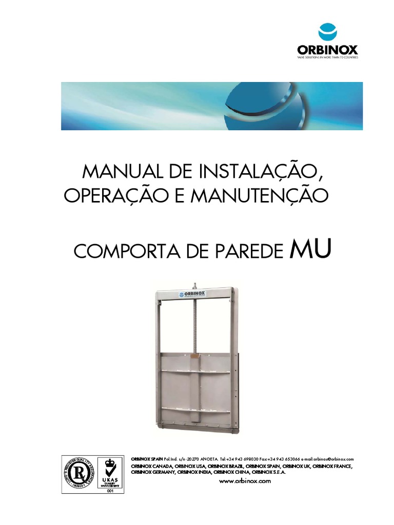 Manual de Instalação Comporta MU Orbinox | PDF | Parafuso | Engenharia ...