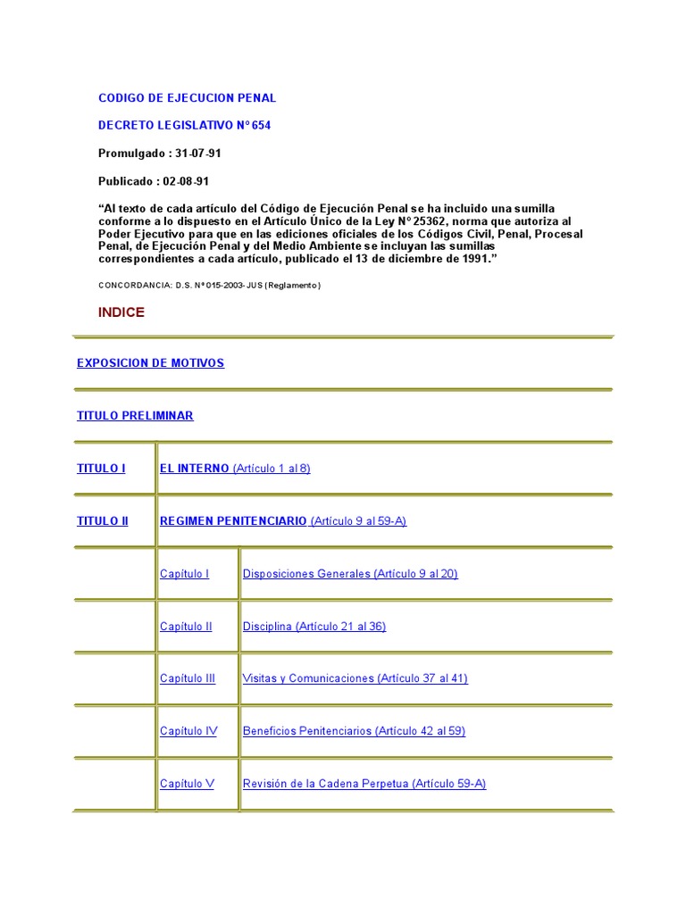 Codigo de Ejecucion Penal | PDF | Pena capital | Derecho penal