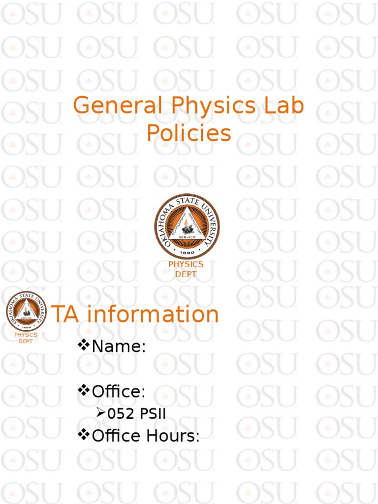 General Physics Lab Policies PDF
