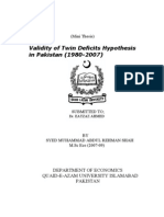 Validity of Twin Deficits Hypothesis in Pakistan (1980-2007)
