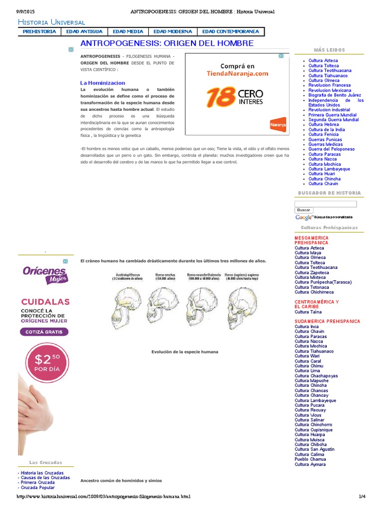 Antropogenesis - Origen Del Hombre - Historia Universal | PDF ...