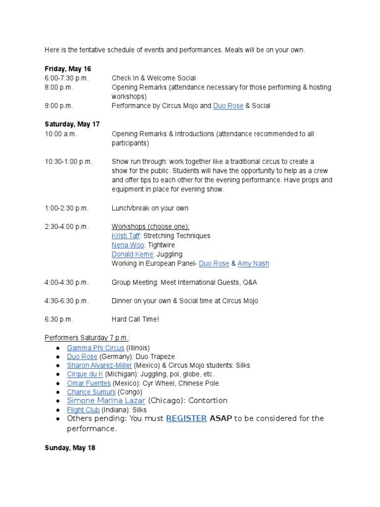 Festival Schedule | PDF | Travel | Foreign Language Studies