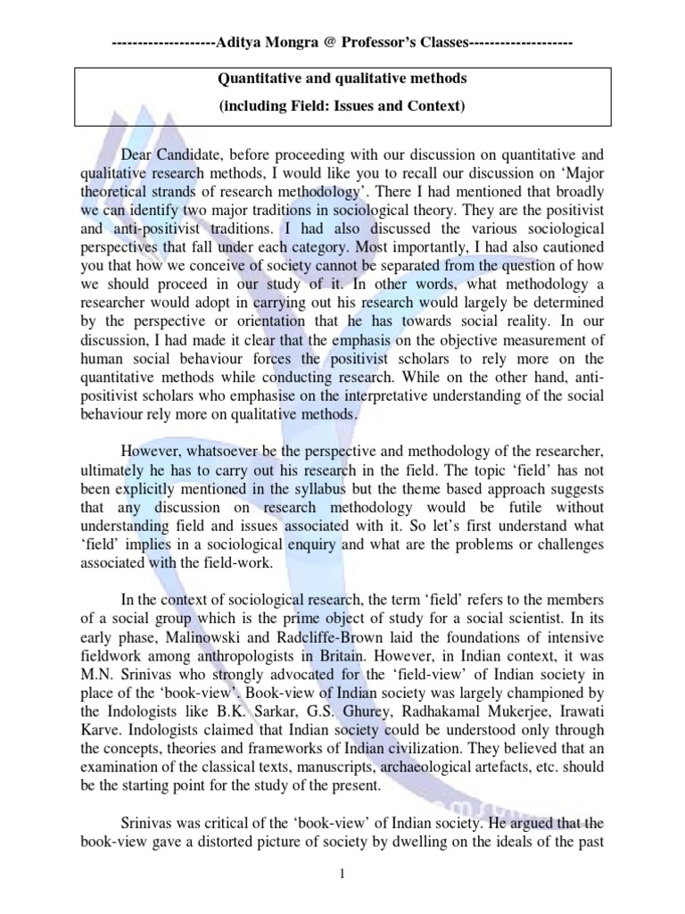 1 Qualitative and Quantitative Methods | PDF | Social Science