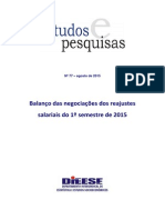 Balanço dos Reajustes Salariais - 1° Semestre 2015