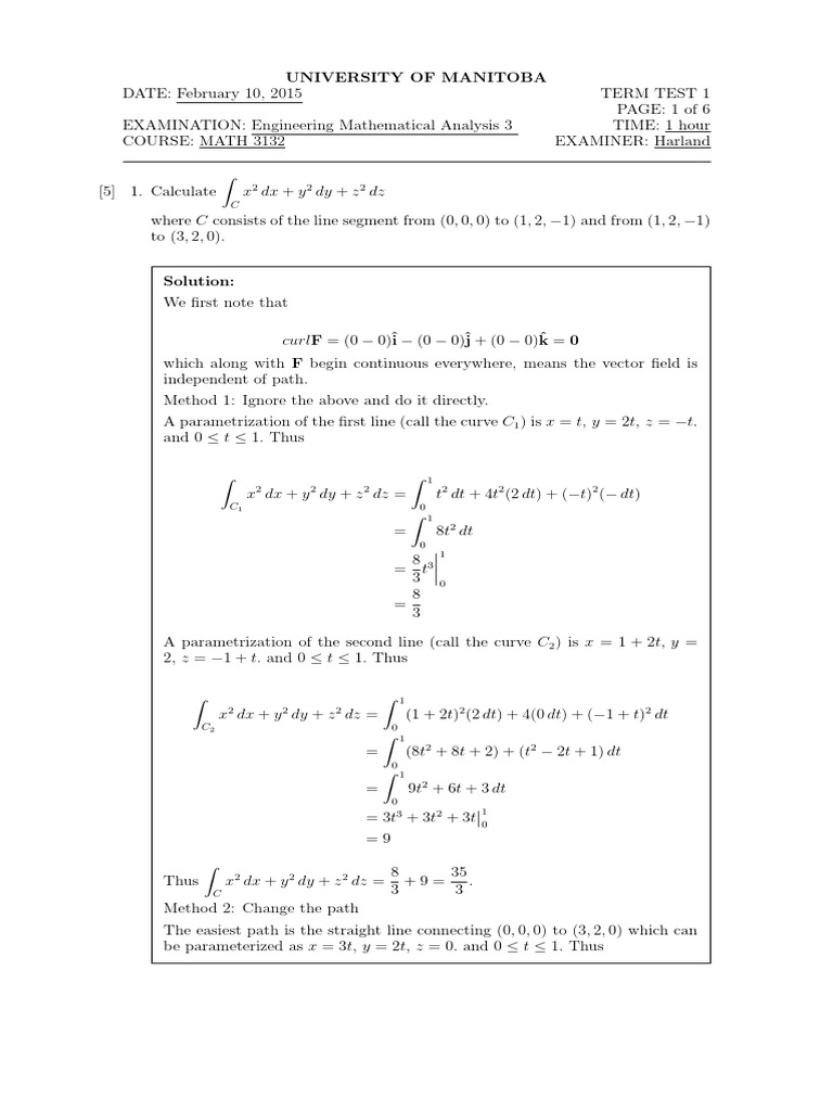 Line Integral Evaluation in MATH 3132 | PDF | Space | Teaching Mathematics