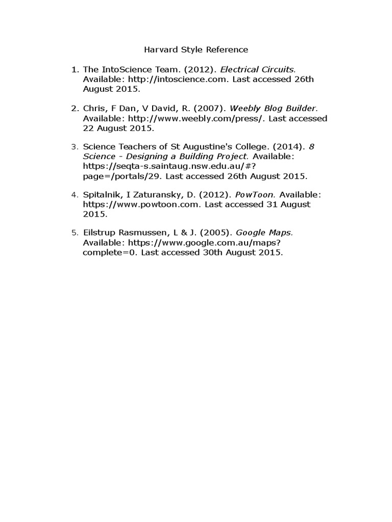 Harvard Style Reference | PDF | Travel | Science & Mathematics