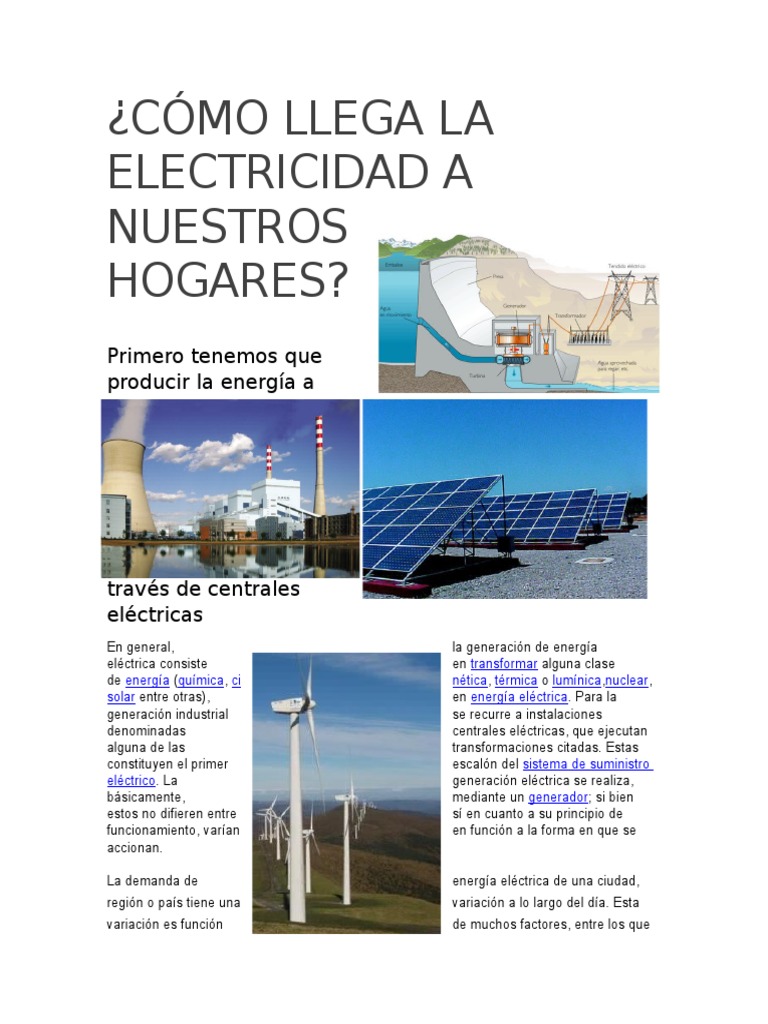 Cómo Llega La Electricidad A Nuestros Hogares | PDF | Generación eléctrica  | Transmisión de energía eléctrica