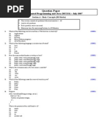 Object Oriented Programming and Java (MC221) July 2007