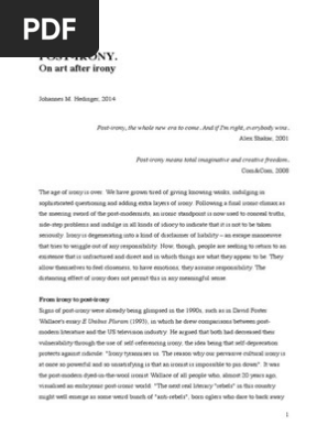 POST-IRONY. On art after irony