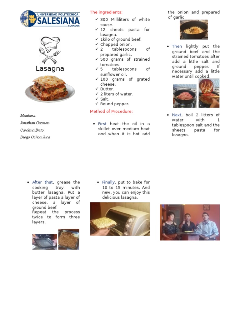 Lasagna: The Ingredients | PDF | Cooking, Food & Wine | Wellness