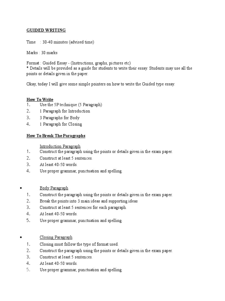 Guided Writing Sample  PDF  Paragraph  Reuse