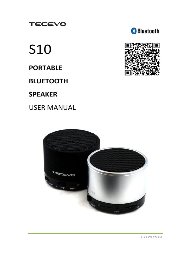 Tecevo S10 User Manual 02140714 | PDF | Bluetooth | Loudspeaker