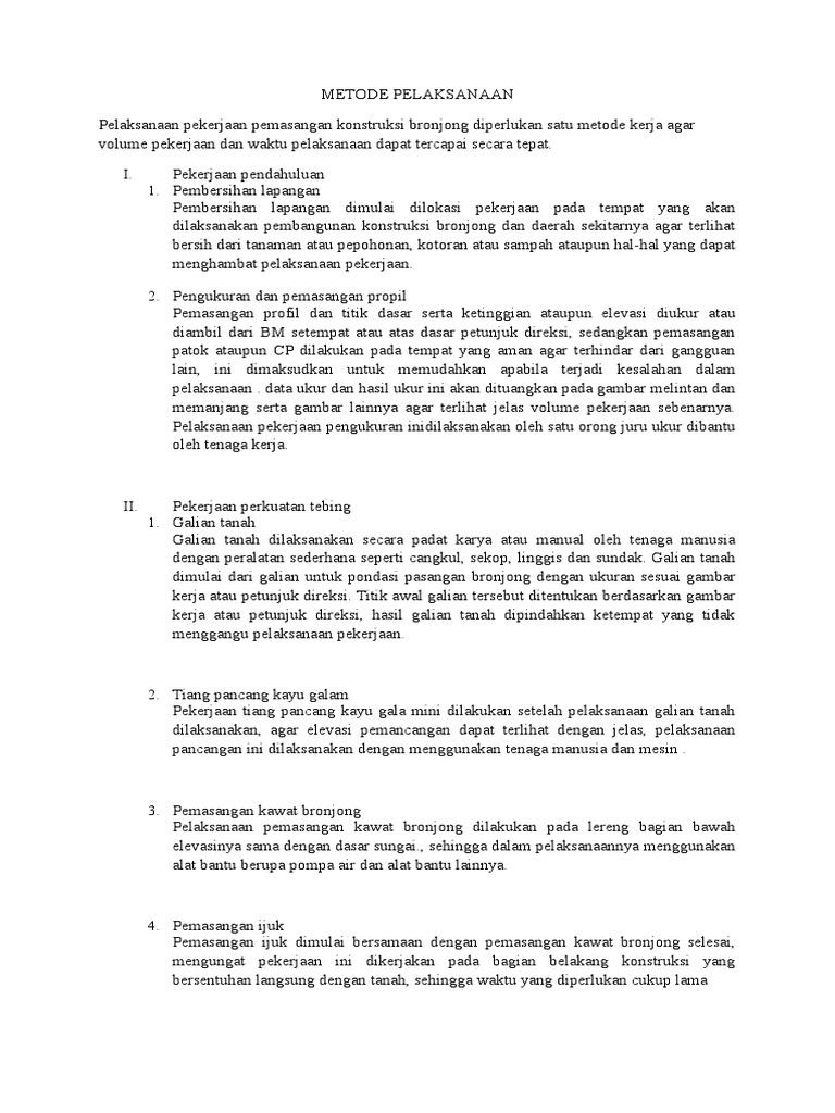Metode Pelaksanaan Bronjong | PDF