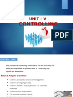 Controlling: Unit - V
