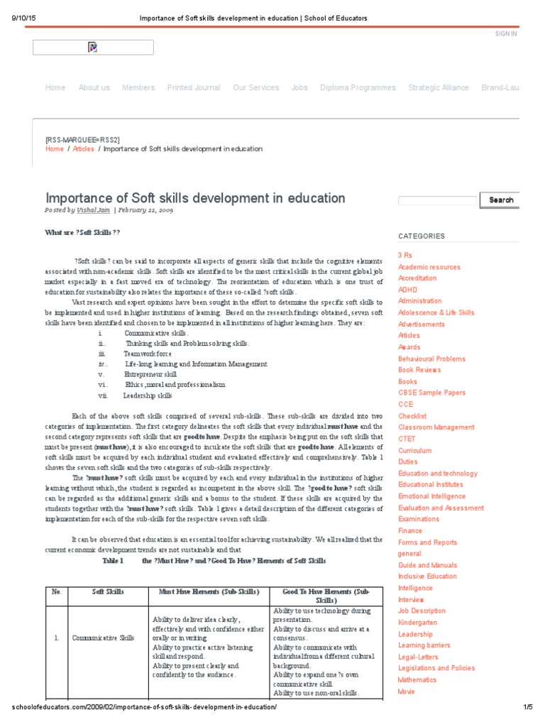 Importance of Soft Skills Development in Education - School of ...