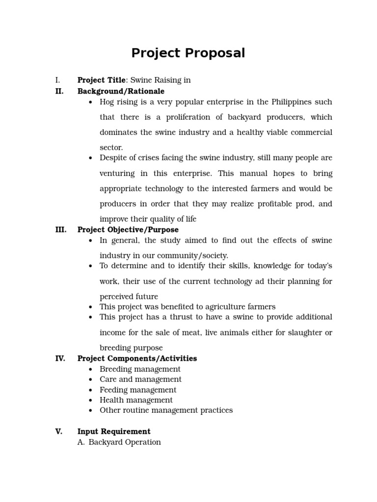 Project Proposal Swine Raising  PDF  Pig  Domestic Pig