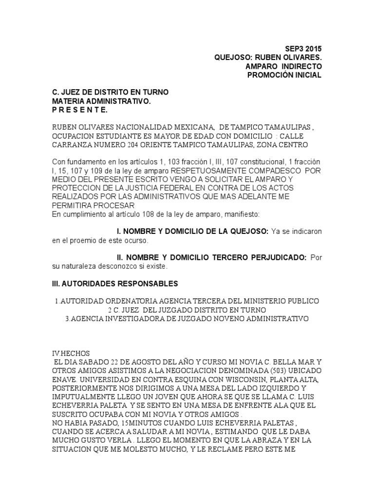 Juicio de Amparo Indirecto | PDF | Derecho Constitucional | Constitución