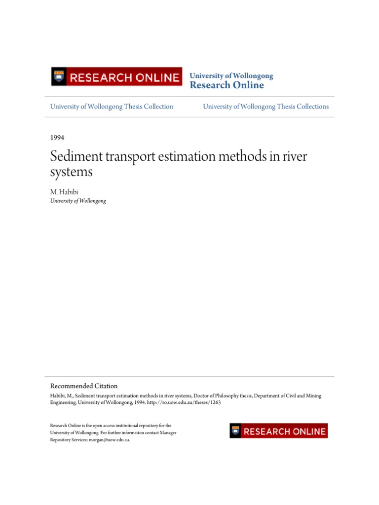 Sediment Transport Estimation Methods in River Systems PDF | PDF ...