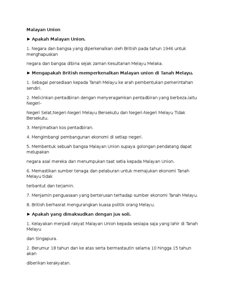 Malayan Union Pdf