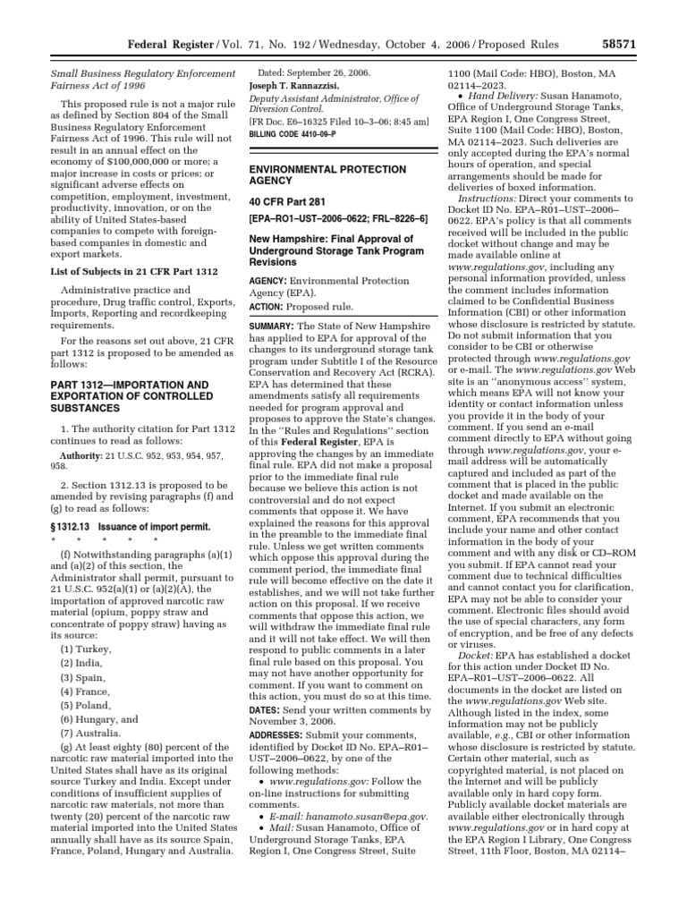 Proposed Rule Solid Wastes State Underground Storage Tank Program