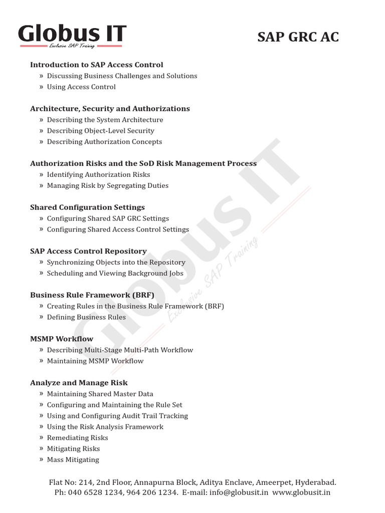 Sap GRC Ac Training in Hyderabad | PDF | Access Control | Risk Management