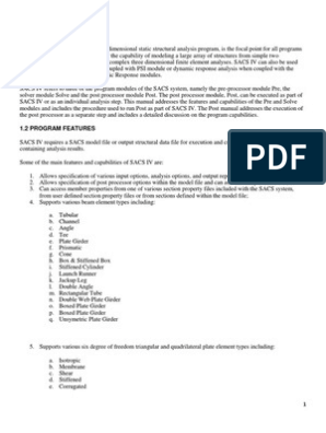 Sacs Manual - Sacv IV | PDF | Cartesian Coordinate System | Beam (Structure)