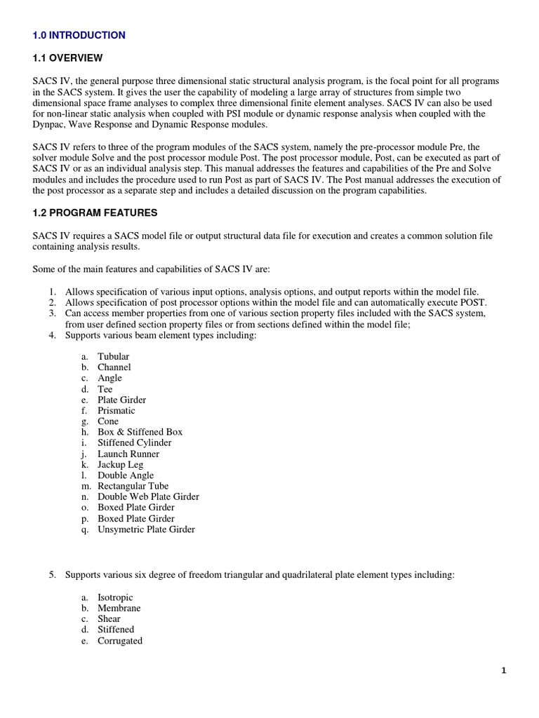 Sacs Manual Sacv Iv Pdf Cartesian Coordinate System Beam